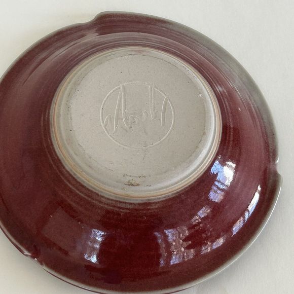 Studio Pottery Vase Flower Frog Artist Signed Noah Red Modern Farmhouse Rustic - Picture 6 of 7